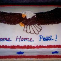 Eagle Welcome Home Cake Made for my aunt who was returning from Iraq. This was a rush job, so I did not have time to sketch out the Eagle beforehand. Just tried to...