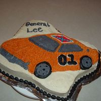 General Lee white cake wilton race car pan butter cream icing