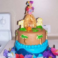 Luau Cake For My 7 & 8 Year Olds Birthdays This was my very first cake made with fondant, made all the fondant from scratch.I looked at a bunch of pictures on here and got ideas....
