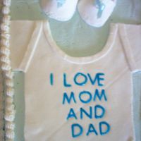 Onesie And Booties I DID THIS CAKE FOR MY SISTER IN LAW. THE BOOTIES WERE A TOUGH ONE. TRYING TO FIGURE OUT HOW TO MAKE THEM. SHE COULDN'T BELIEVE THEY...