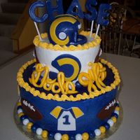 St. Louis Rams Shower Cake This was done for a couple expecting their first baby boy. The dad is a huge Rams fan but likes their old colors better than their new ones...