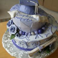 Graduation Cake In Purple! I made this for my daughters school carnival, the 5th graders (daughter included) are "graduating" from Elementary school and I...