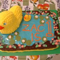Zak's Birthday I made this cake for my friend's son's 1st birthday. It was a 1/2 sheet, 3 layer, white cake with strawberry and chocolate...