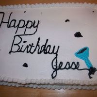 Oil Spill This was a bday cake for a mechanic. I was hoping to convey the idea that the oil funnel had written the message in oil (with some random...