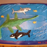 Sea Monster My son wanted a "sea monster" cake. He also requested the great white and killer whale. My favorite is the great white. I made...