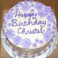 Royal Icing Flowers B-Day Cake Customer said she wanted lots of flowers -- this was a 6" 2 layer round cake. My fav. part is the border. I piped star flowers around...