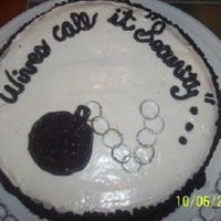 Bachelor Party Cake Made this cake for friend's bachelor party (It was one of my earlier cakes so has crumbs & such). I used wedding ring party favors...