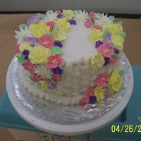 Wilton Class 2 Final Cake I had started the class & dropped out so I didn't have the bird-making supplies the second time & my teacher didn't make...