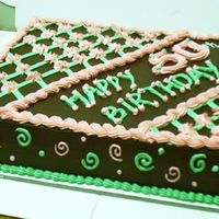 Star Flower 50Th Birthday Cake Choco cake and canned choco frosting. All decorations are done with cream cheese frosting. My first sheet cake (had to use 2 - 9x13s) and...