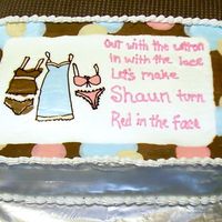 Lingerie Shower Cake W/ Bct This was a 'replica' of the invitation to the lingerie shower. The entire top of the cake is a BCT. Lemon cake with lemon...