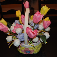 Easter Cake Pop Bouquet I made/designed this Easter Basket Bouquet with fake flowers and cake balls. Of course I used carrot cake and cream cheese frosting. I used...