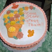 Flower Pot Cake This cake was made for a friend who wanted to show her thanks to her staff. Fall theme with flowe pot with mums. flower pot was made with...