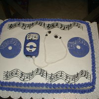 Ipod And Music Notes Cake Cake was made for a friend whose daughter graduated from high school. Cake is white with buttercream icing. Earphones and Ipod made with...