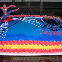 Spider Man Made this cake for great neice's Birthday. Jaylah was turning 3yrs old and she wanted a spider man cake. Cake is yellow with...