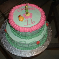 Sweet 16 Two tier french vanilla cake w/buttercream frosting, Made cake for granddaughters Sweet 16 birthday.