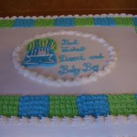Baby Shower This is a large half white half choc cake wtih buttercream icing.