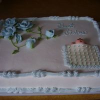 Baby Shower Med size sheet cake, half choc half white in butter cream