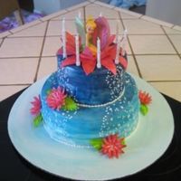 Tinkerbell Gumpaste flowers, fondant covered, bc stars, tinkerbell candle, luster dust for sparkle