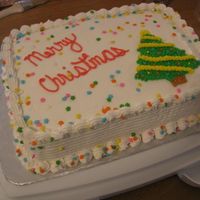 Christmas! Buttercream frosting and used a cookie cutter for the Christmas tree.