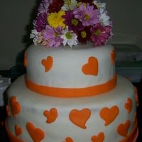 Fresh Flower Topper Cake This is my first try making a wedding cake using fresh flowers.I've used a flower foam and covered it with orange fondant then i'...