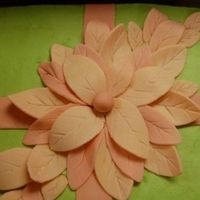 Square Leaf Bow Cake The client did not want a bow on top but wanted something with leaves. It is white cake with hand-drawn fondant leaves