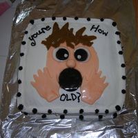 Over The Hill This is done with fondant that I had to colour. The cake is filled with vallian pudding , strawberries & bananas. It's frosted in...