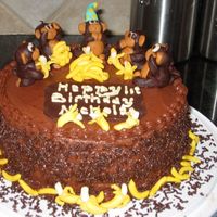 Monkeys & Bananas!! First attempt with a birthday cake and candy clay figures.