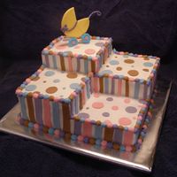 Gender Neutral Baby Shower This was for a girl who didn't know the sex of her baby. So that's why were are boy and girl colors in this cake. Iced in...