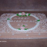 Kim's Birthday Cake Vanilla cake with buttercream icing.