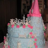 Sideview Of Winter Princess Castle I had a hard time getting the rice crispie treats covered for the towers. But the rest was a blast to make! And the family loved it! :0)