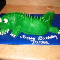 Alligator/crocodile Chocolate bundt cake with buttercream icing and MMF eyes and claws