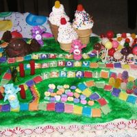 Candyland And Care Bears Cake Candyland Cake from The Taste of Home Magazine with a few modifications for the birthday girl.Cake is WASC (using Funfetti mixes) iced in...