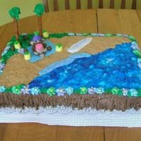 Bobby Jack Monkey Cake This cake was done for a 9 yr old girl, who loves Bobby Jack!Flavor is WASC cake, iced with BCD. Pretzels for the palm trees. Airhead for...