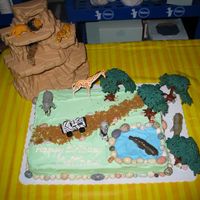 Safari 1St Birthday This cake was for my nephew's 1 st birthday which had a safari theme. My sister bought the animals and the large rock as a set at Toys...