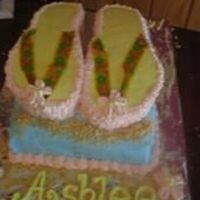 Flip-Flop Birthday I cut the flip-flops from a template out of a rectangular cake- I placed on an already iced 9 x 13 cake. I used crushed nilla wafers for...