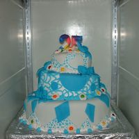 First Big Cake I Made This was the first big cake I made....for a 25 year celebration of a buisness. Buter cream frosting with fondant layed on top. Hope to get...