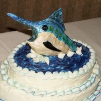 Blue Marlin Groom's Cake, blue Marlin, made from gumpaste.