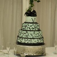 Holly's Wedding Cake, Aqua Blue And Dark Chocolate Brown My friend, ljberry actually iced and decorated this cake for me, this was my daughter's wedding cake, I did the groom's cake and...