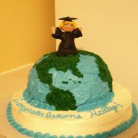 Graduation Cake, Top Of The World, World At Her Feet, Fondant Graduation Character This is a picture of my daughter's college graduation cake, she's got the World at her Feet!
