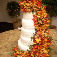 Peruvian Lillies Madagascar vanilla cake, with alternating fillings of almond and cookies&cream. fondant covered and decorated with fresh astromelias or...