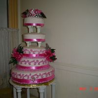 Quince_Invites_Favors_127.jpg Tatyana's Quinceanera may 5, 2007 buttercream w/ ribbon 6 tiers 6 different flavors