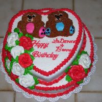 Ladonna And Barry They are sweethearts with Birthday just days apart so a party for two. This is a chocolate hazelnut coffee cake with butter almond icing.