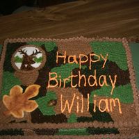 Deer Hunter Camo Cake I got this idea from a cake already on here. This was my first time painting fondant. It is much harder than it looks. The leaf and acorn...