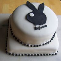 Playboy Cake This cake is one layer chocolate and one layer vanilla- filled with strawberry puree filling.