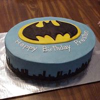 Batman Birthday Cake batman birthday cake for a 2 year old boy. logo and buildings made of fondant.
