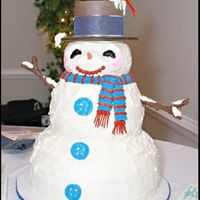 Snowman Wedding Cake This 5-tier cake was iced in buttercream with pretzel-rod arms coated in chocolate. The cardinal was purchased. The cake served 250 quests...