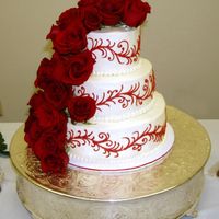 Red Scroll And Roses 