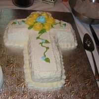 Baptism Cake White cake, torted and filled with vanilla buttercream. Made for my son's baptism.