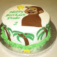 Monkey Cake B-day cake for co-worker's son. He loves Curious George. BC cake with fondant accents.