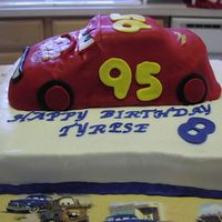 Lightning Mcqueen Thanks to the CC family for letting me take your ideas for this cake. It came out ok.